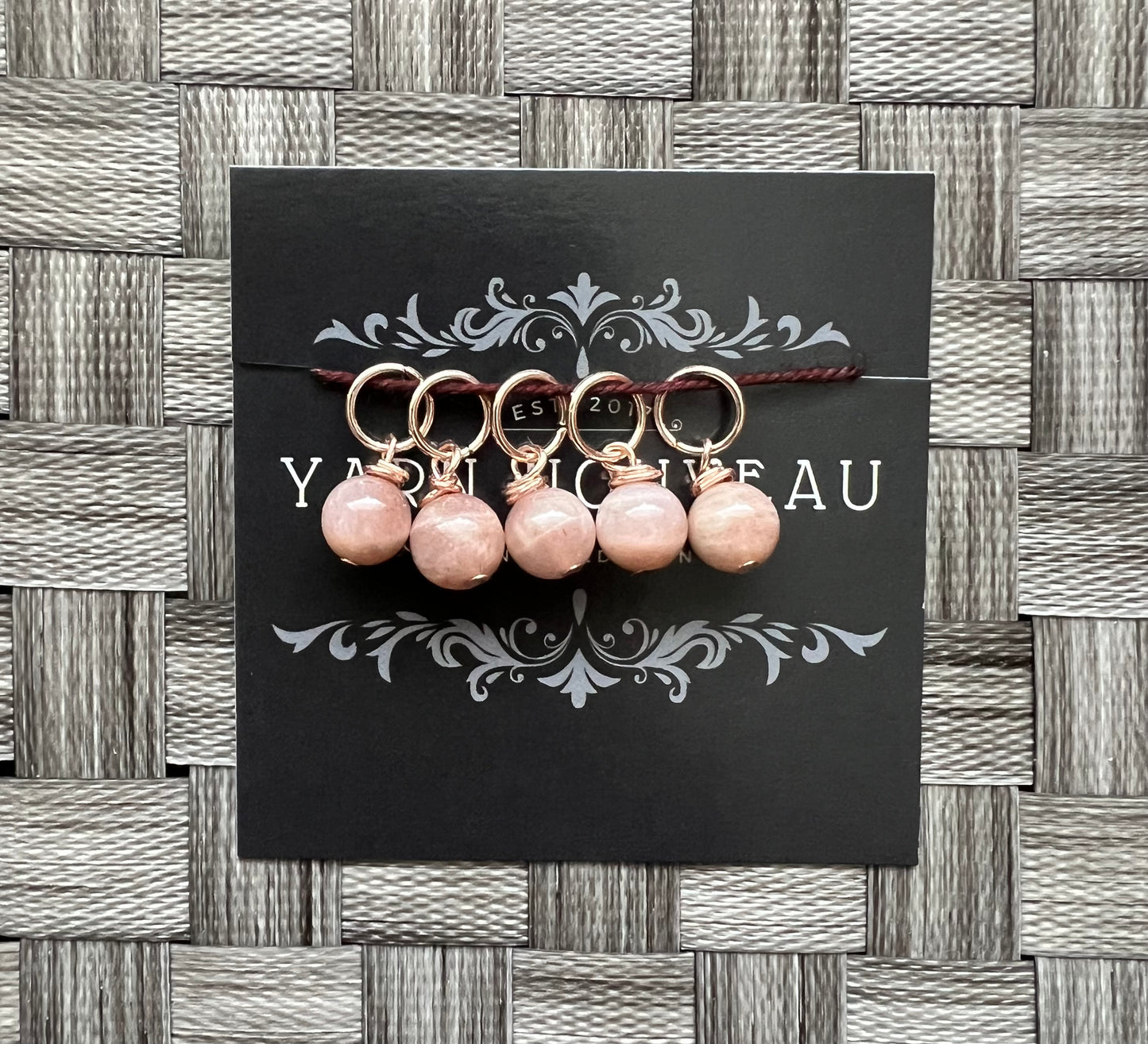 Pink Flake Moonstone Gemstone Stitch Markers