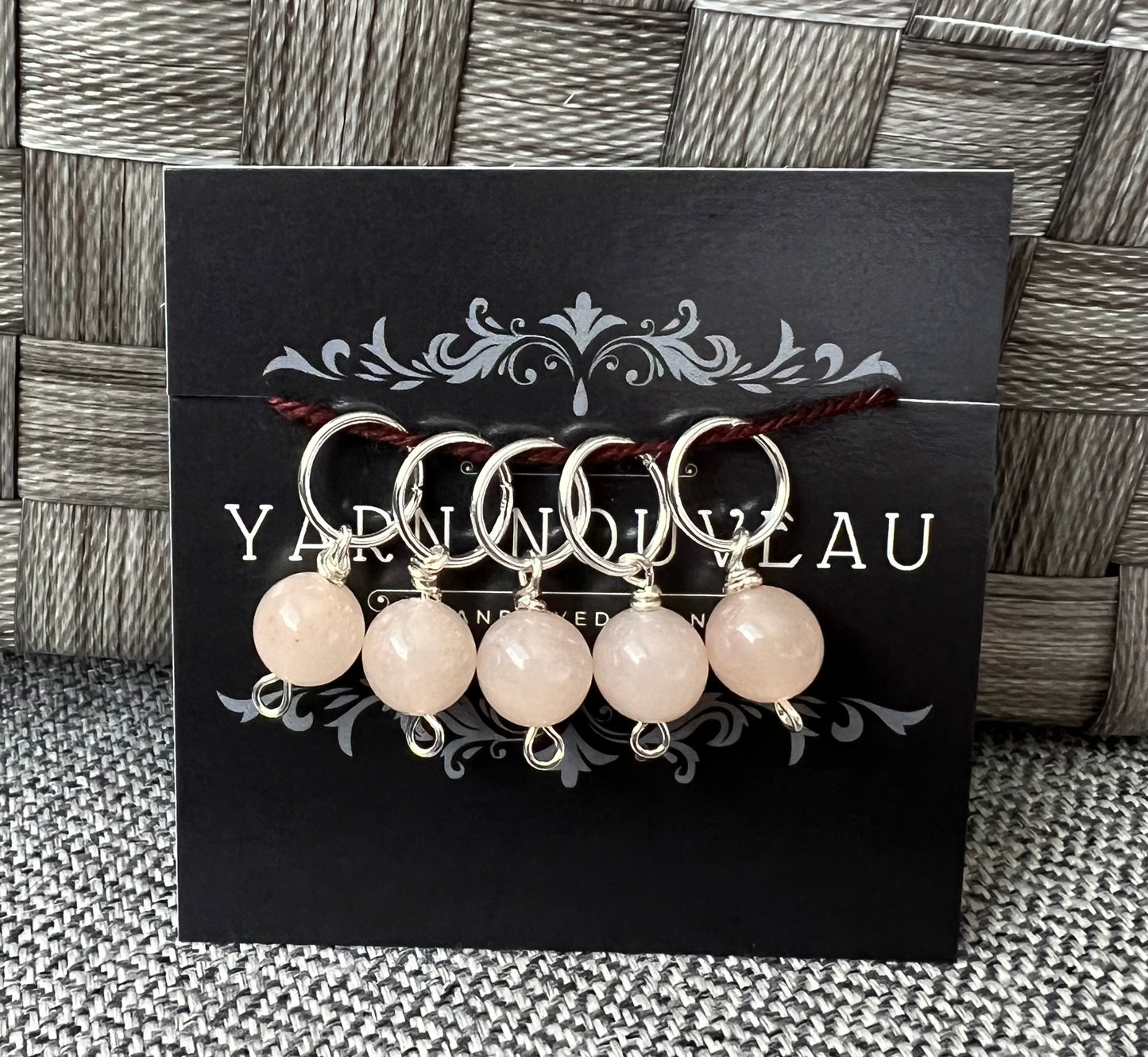 Peach Quartz Gemstone Stitch Markers