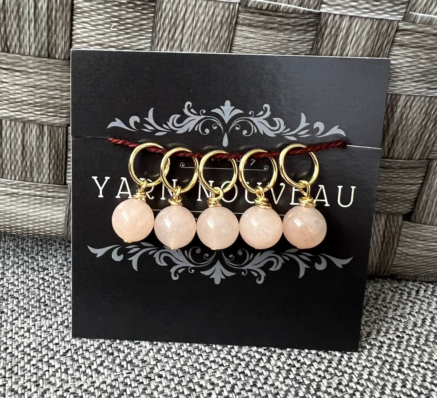 Peach Quartz Gemstone Stitch Markers