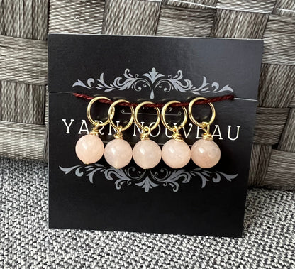 Peach Quartz Gemstone Stitch Markers