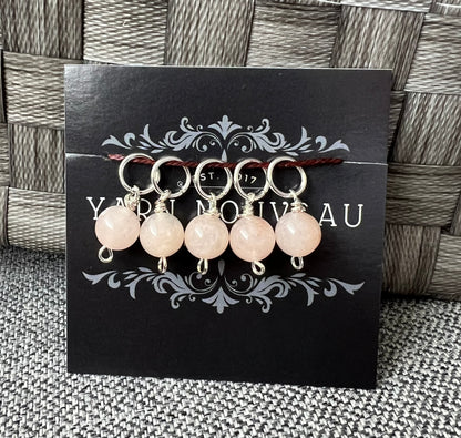 Peach Quartz Gemstone Stitch Markers