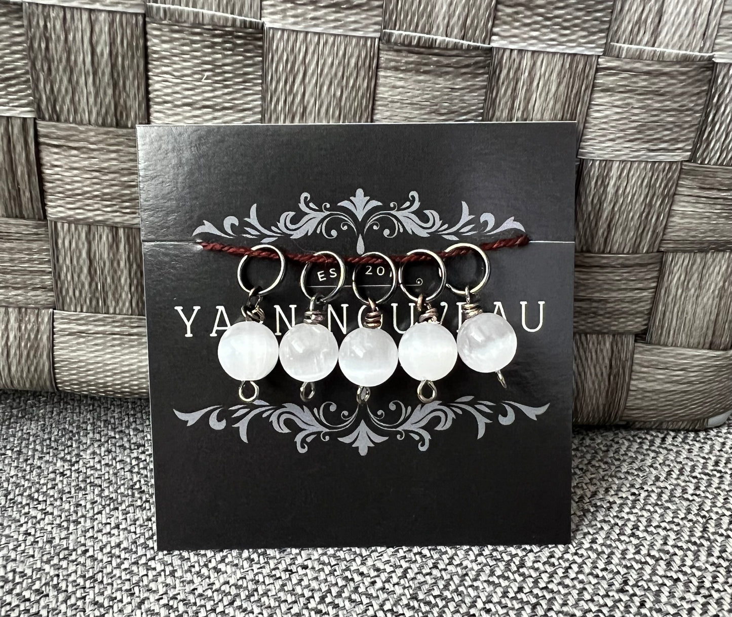 Selenite Gemstone Stitch Markers