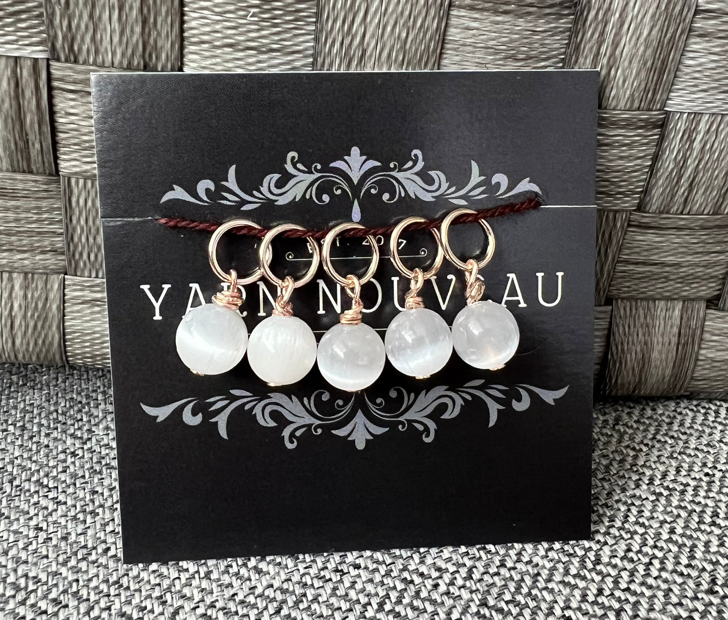 Selenite Gemstone Stitch Markers