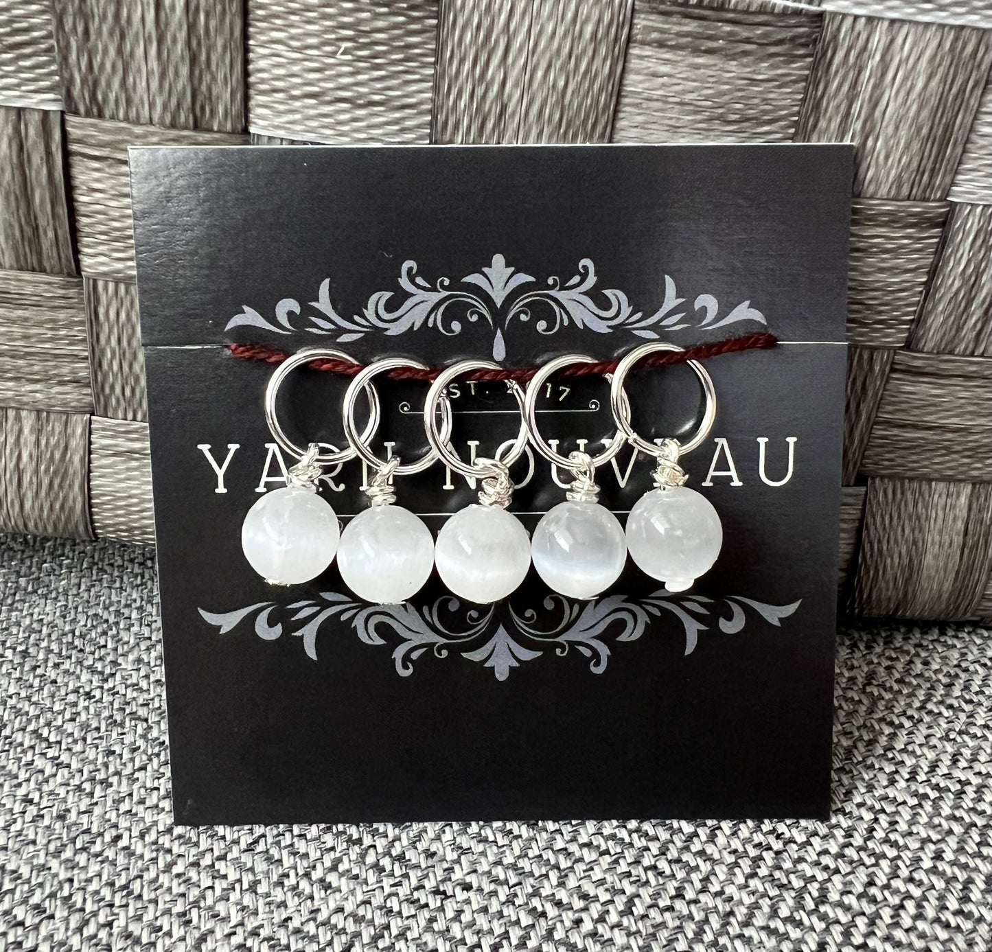 Selenite Gemstone Stitch Markers