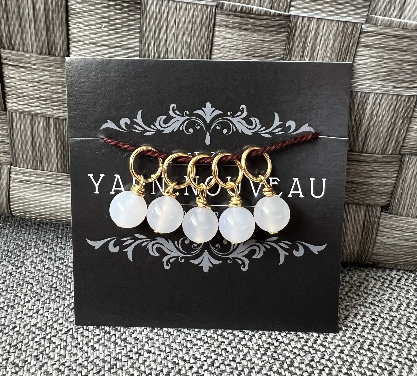 White Agate Gemstone Stitch Markers