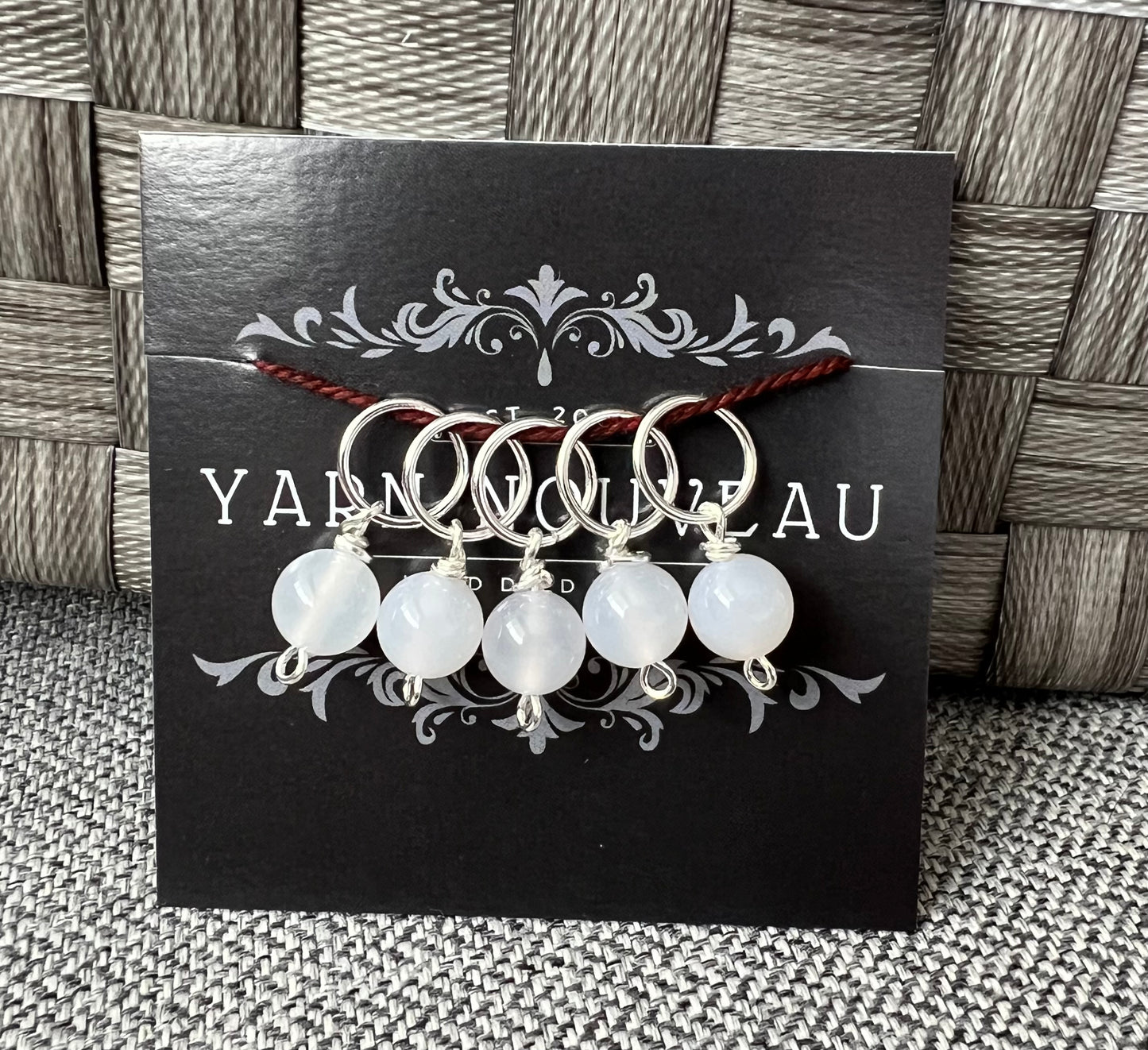 White Agate Gemstone Stitch Markers