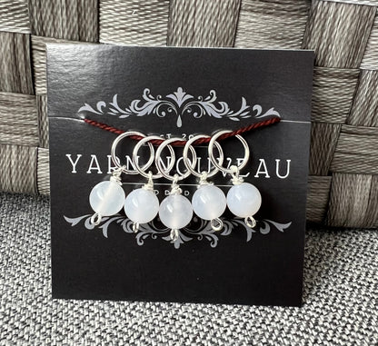 White Agate Gemstone Stitch Markers