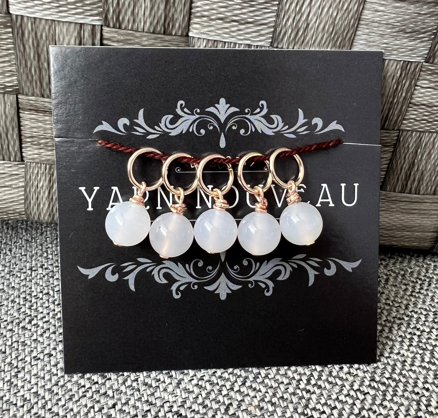 White Agate Gemstone Stitch Markers
