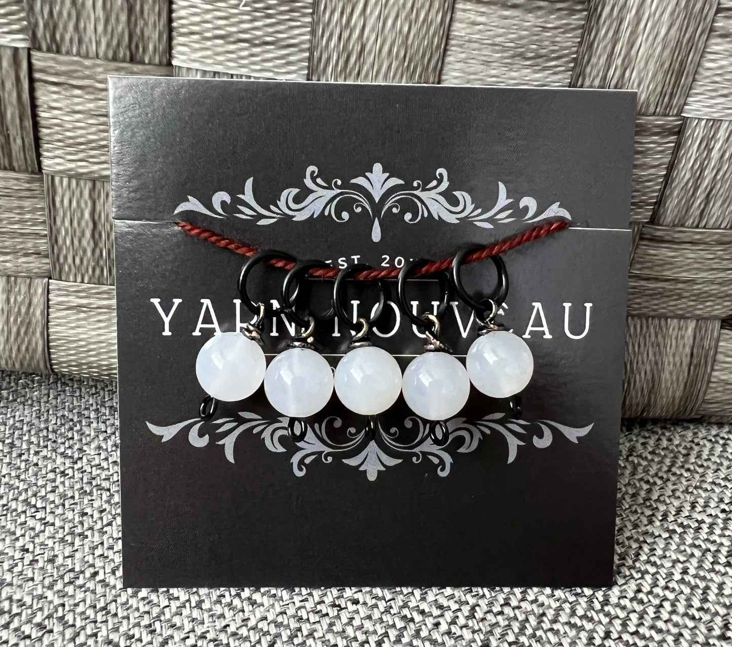 White Agate Gemstone Stitch Markers